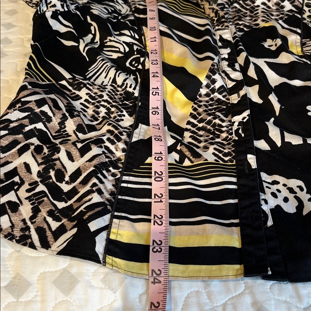 Button down short sleeve Vintage blouse Mixed Print by Gerry Weber Sz Lg​ - Picture 7 of 10